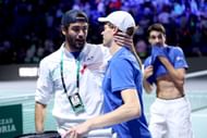 Matteo Berrettini and Jannik Sinner at the 2023 Davis Cup Final in Malaga, Spain.